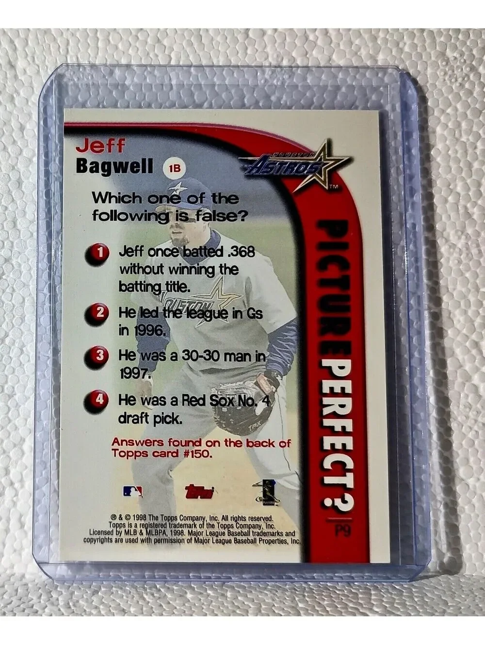 Jeff Bagwell 1998 Topps MLB #P9 Picture Perfect Baseball Card Houston Astros